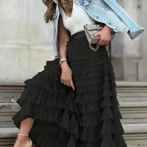 Layered Ruffle Maxi Skirt