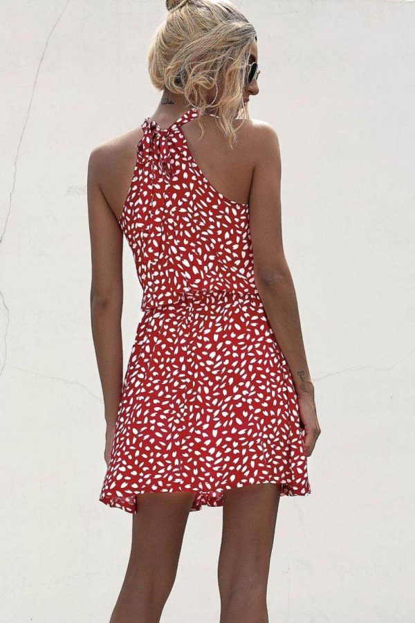 Stylish Printed Grecian Neck Mini Dress for Women