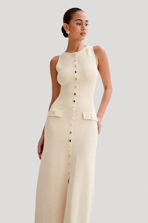 Elegant Knitted Sleeveless Long Dress ZQ3