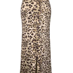 Honey Slit Leopard Midi Skirt for Trendy Casual Wear