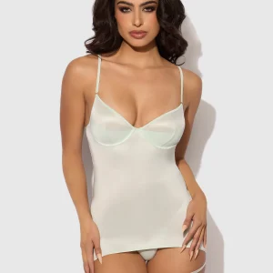 Zoe Oil Slick Wrap Garter Chemise Set Aqua