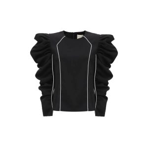 Voluminous Sleeves Black Top ZQ10