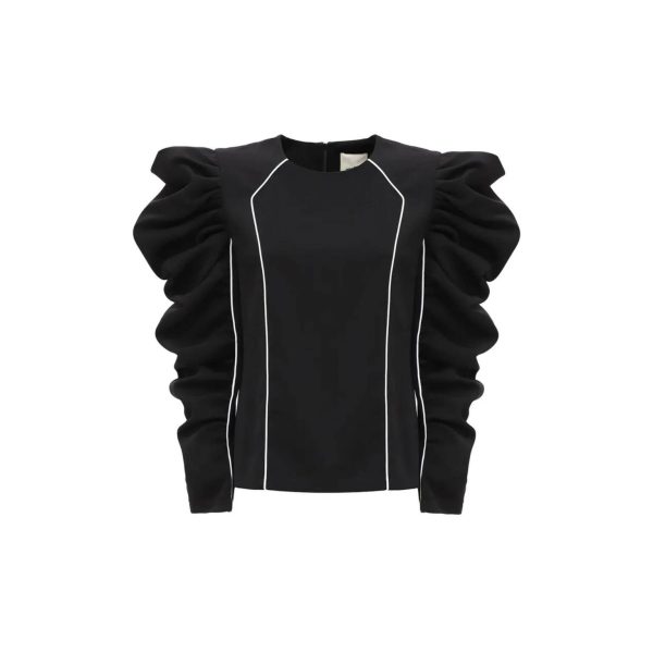 Voluminous Sleeves Black Top ZQ10