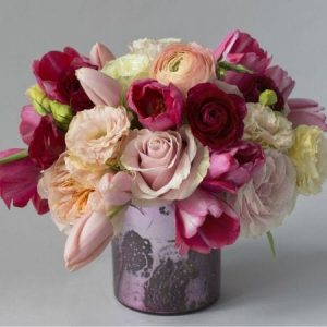 Gorgeous Elegance | Roses, Tulips, Ranunculus in Red, Blush and Pink