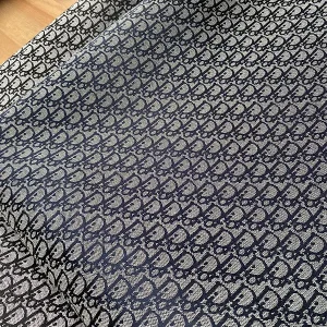Navy Dior Jacquard Fabric with Tiny Patterns