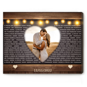 10x8 inches Personalized Photo with Song Lyrics, Wedding Song Lyrics Anniversary Gift, First Dance Lyrics Print, Valentines Day Gift For Wife
