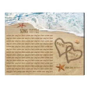 Personalized Song Lyrics Written In The Sand On Canvas, Best Anniversary Gift, Song Lyric On Canvas, Custom Valentine’s Day Gift